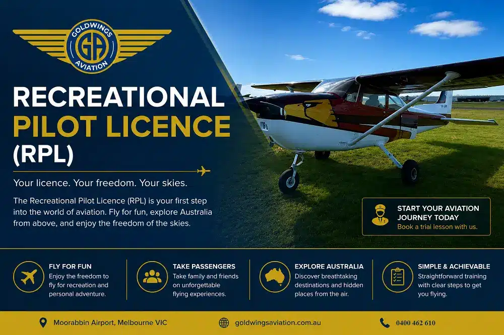 Recreational Pilot Licence (RPL) Training Course Melbourne - Goldwings Aviation Australia